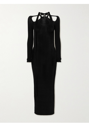 Y/PROJECT - Scarf-detailed Stretch-knit Maxi Dress - Black - x small,small,medium,large,x large