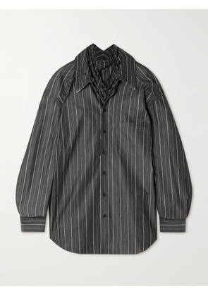 Y/PROJECT - Pinstriped Jersey-trimmed Organic Cotton-poplin Shirt - Gray - x small,small,medium,large,x large