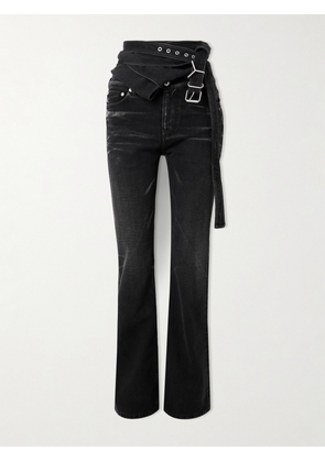 Y/PROJECT - Belted Bleached Low-rise Flared Jeans - Black - 24,25,26,27,28,29,30,31,32