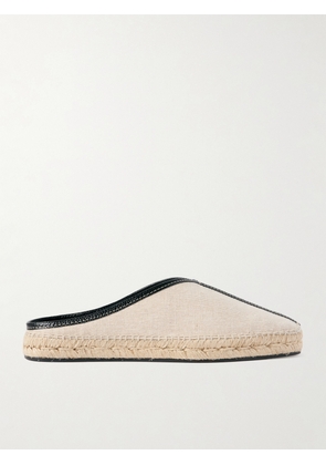 TOTEME - Leather-trimmed Canvas Slippers - Ecru - IT35,IT36,IT37,IT38,IT39,IT40,IT41