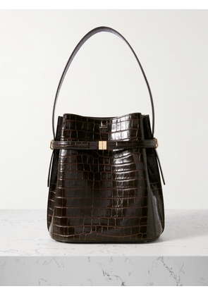 TOTEME - Belted Croc-effect Leather Tote - Brown - One size
