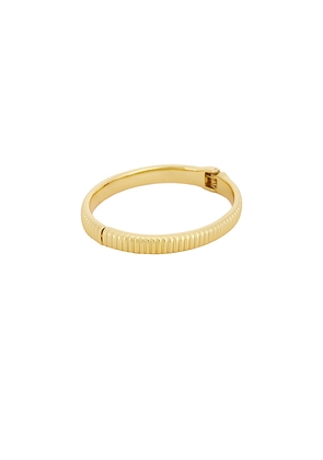 Ettika Ribbed Stacking Bangle Bracelet in Metallic Gold.