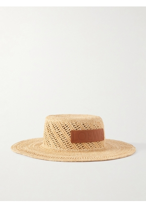 LOEWE - + Paula's Ibiza Ajoure Appliquéd Raffia Hat - Neutrals - 57