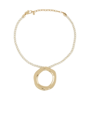 Ettika Open Circle Silk Necklace in Metallic Gold.