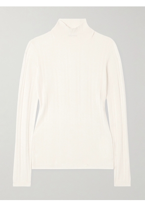CARVEN - Ribbed Silk Turtleneck Sweater - White - x small,small,medium,large