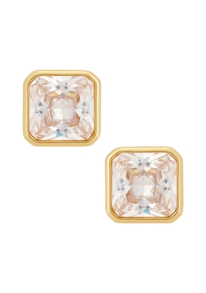 Ettika Radiant Gem Stud Earrings in Metallic Gold.