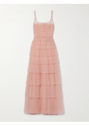 Costarellos - Crystal-embellished Tiered Plissé-tulle Gown - Pink - FR 34,FR 36,FR 38,FR 40,FR 42,FR 44