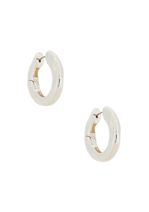 Ettika Liquid Luxe Medium Hoop Earrings in Metallic Silver.