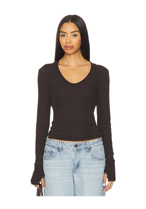 Enza Costa x REVOLVE X Revolve Cashmere Easy Cuffed U Top in Brown. Size L. Also in XS, S, M.