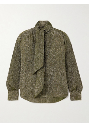PETAR PETROV - Treasure Pussy-bow Silk-blend Lamé Shirt - Gold - FR 34,FR 36,FR 38,FR 40,FR 42,FR 44