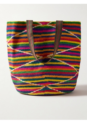 SENSI STUDIO - Andean Shigra Canvas And Leather-trimmed Striped Sisal Straw Tote - Pink - One size