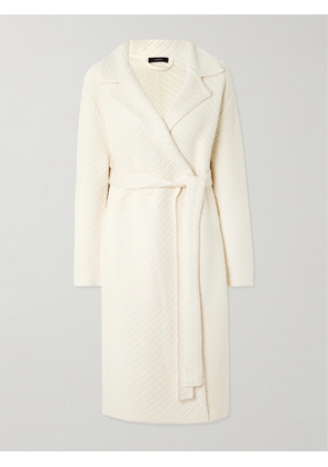 Joseph - Belted Double-breasted Ribbed Wool-blend Cardigan - Ivory - x small,small,medium,large,x large