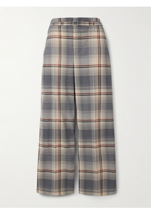 Marni - Belted Checked Crepe Wide-leg Pants - Neutrals - IT36,IT38,IT40,IT42,IT44,IT46