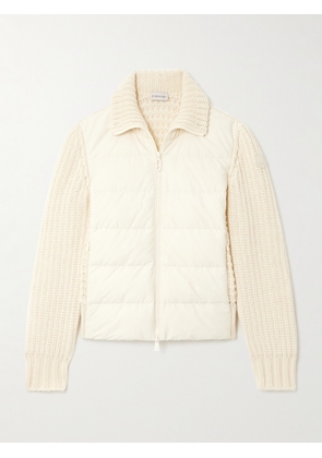 Moncler - Appliquéd Quilted Shell-trimmed Wool And Cashmere-blend Down Cardigan - Cream - xx small,x small,small,medium,large,x large,xx large