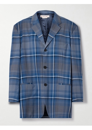 Marni - Oversized Checked Woven Blazer - Blue - IT36,IT38,IT40,IT42,IT44,IT46