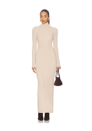 Enza Costa Turtleneck Dress in Beige. Size L. Also in XS, S, M.