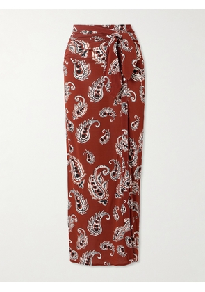 RABANNE - Paisley-print Stretch-jersey Maxi Skirt - Red - FR 34,FR 36,FR 38,FR 40,FR 42,FR 44