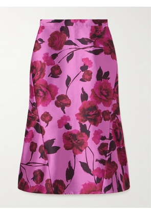 Erdem - Floral-print Paneled Cotton-blend Faille Midi Skirt - Pink - UK 6,UK 8,UK 10,UK 12,UK 14