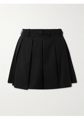 Patou - Belted Pleated Stretch-wool Twill Mini Skirt - Green - FR 34,FR 36,FR 38,FR 40,FR 42,FR 44