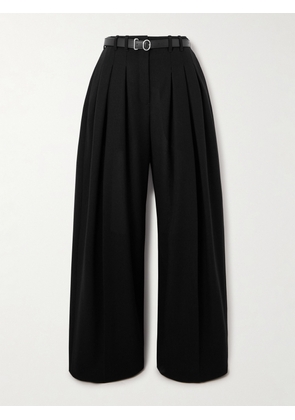 Jil Sander - Belted Pleated Wool Wide-leg Pants - Black - FR 34,FR 36,FR 38,FR 40,FR 42,FR 44