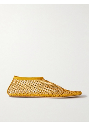 Christopher Esber - Minette Crystal-embellished Mesh Ballet Flats - Orange - IT35,IT36,IT37,IT38,IT39,IT40