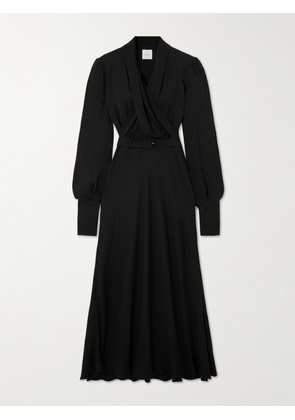 Patou - Belted Draped Wrap-effect Recycled Crepe Midi Dress - Black - FR 34,FR 36,FR 38,FR 40,FR 42