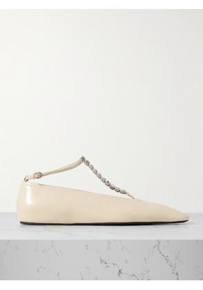 Jil Sander - Crystal-embellished Leather Ballet Flats - Cream - IT36,IT37,IT37.5,IT38,IT38.5,IT39,IT39.5,IT40,IT40.5,IT41