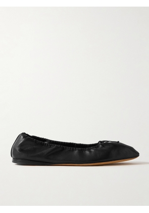 The Row - Awar Grosgrain-trimmed Leather Ballet Flats - Black - IT36,IT36.5,IT37.5,IT38.5,IT39.5,IT40,IT40.5,IT41