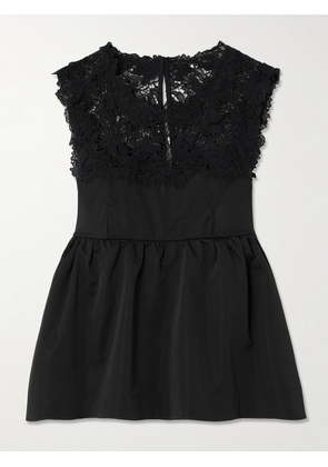 Kika Vargas - Ivonne Guipure Lace-trimmed Twill Peplum Top - Black - x small,small,medium,large