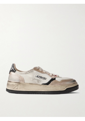 Autry - Super Vintage Distressed Metallic Leather And Mesh Sneakers - Brown - IT35,IT36,IT37,IT38,IT39,IT40,IT41,IT42