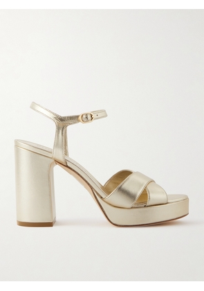 Stuart Weitzman - Dayna Metallic Leather Platform Sandals - Gold - US5,US6,US6.5,US7,US7.5,US8,US8.5,US9,US9.5,US10,US10.5,US11,US12