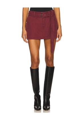 AFRM The Chippy Belted Micro Mini Skirt in Wine. Size 24. Also in 25, 26, 27, 28, 29, 30, 31.