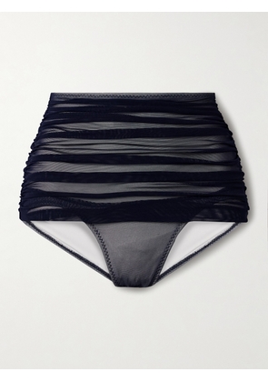 Norma Kamali - Bill Ruched Mesh Bikini Briefs - Blue - x small,small,medium,large,x large