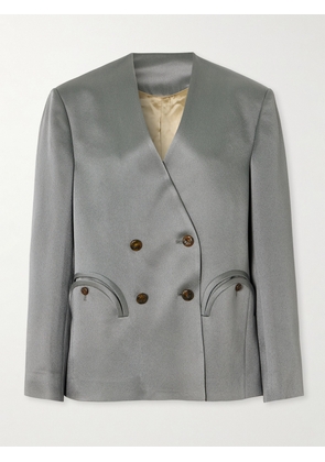 BLAZÉ Milano - Novalis Anytime Satin-crepe Double-breasted Blazer - Gray - 00,1,2,3,4