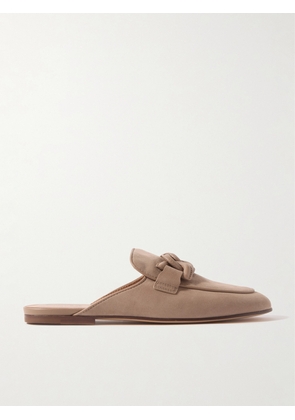 Tod's - Embellished Leather Slippers - Brown - IT35,IT35.5,IT36,IT36.5,IT37,IT37.5,IT38,IT38.5,IT39,IT39.5,IT40,IT40.5,IT41,IT41.5,IT42