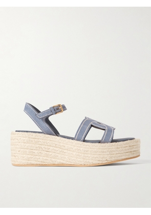 Tod's - Kate Cutout Suede Wedge Sandals - Blue - IT36,IT36.5,IT37,IT37.5,IT38,IT38.5,IT39,IT39.5,IT40,IT40.5,IT41