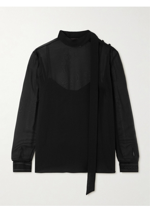 Gucci - Tie-detailed Silk-georgette Blouse - Black - IT36,IT38,IT40,IT42,IT44