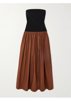 ESSE Studios - Strapless Stretch-knit And Organic Cotton-poplin Maxi Dress - Brown - UK 6,UK 8,UK 10,UK 12,UK 14