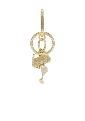 BaubleBar Sip, Slay & Sparkle Bag Charm in Metallic Gold.