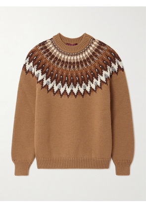 Gucci - Crystal-embellished Fair Isle Wool-blend Sweater - Brown - XS,S,M,L
