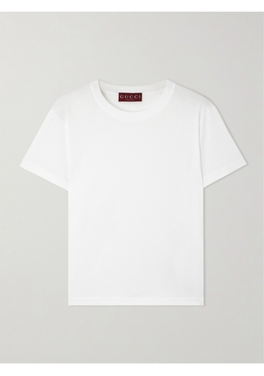 Gucci - Logo-embroidered Cotton-jersey T-shirt - White - XXXS,XXS,XS,S,M,L,XL,XXL,XXXL