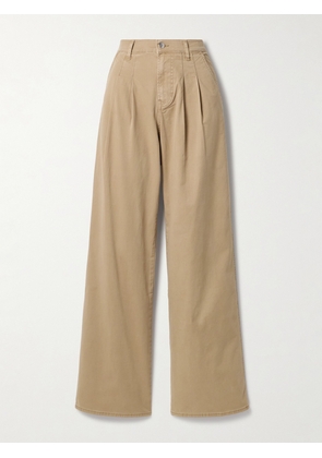 Veronica Beard - Mia Pleated Cotton-blend Twill Wide-leg Pants - Neutrals - 23,24,25,26,27,28,29,30,31