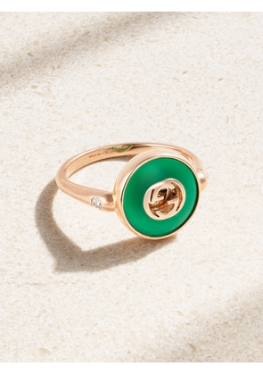 Gucci - 18-karat Rose Gold, Agate And Diamond Ring - Green - 6,7,9,10,11,13,14,15