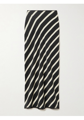 La Ligne - Bianca Chiffon-trimmed Striped Silk Maxi Skirt - Black - xx small,x small,small,medium,large,x large