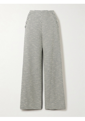 Lisa Marie Fernandez - Metallic Cotton-blend Bouclé-tweed Wide-leg Pants - Blue - 01,2,3,4