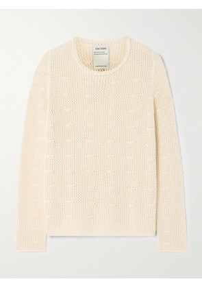 ESCVDO - Litoral Open-knit Cotton Top - Ivory - x small,small,medium,large,x large