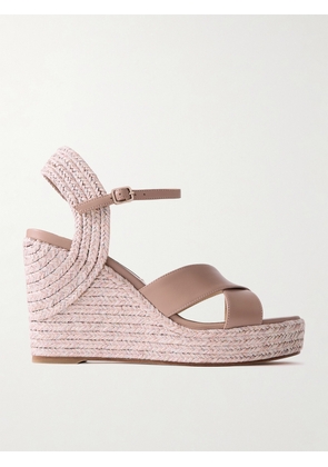Jimmy Choo - Dellena 100 Leather Espadrille Wedge Sandals - Neutrals - IT36,IT36.5,IT37,IT37.5,IT38,IT38.5,IT39,IT39.5,IT40,IT40.5,IT41,IT41.5