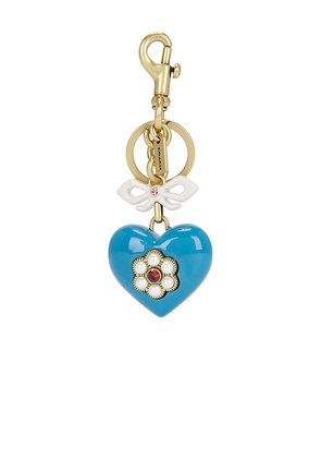 Coach Heart Bag Charm in Blue.