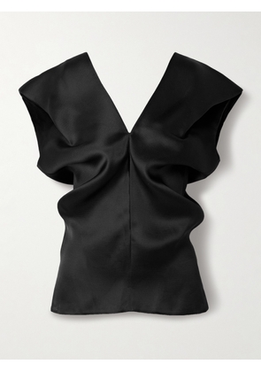 KHAITE - Ami Draped Silk-gazar Top - Black - US0,US2,US4,US6,US8,US10,US12