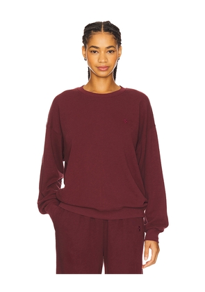 Eterne Oversized Lightweight French Terry Crewneck Sweatshirt in Wine. Size L. Also in M, S.